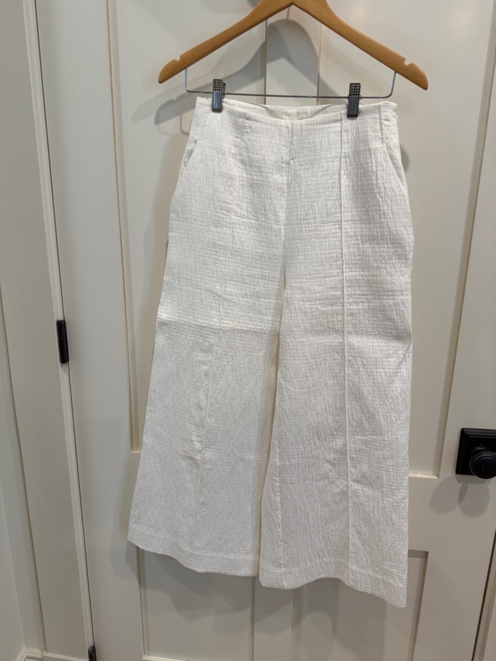 Anthropologie Maeve White Textured Wide-Leg Pants